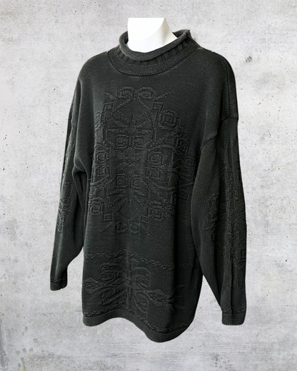 Vintage 90s Hunt Club Textured Knit Turtleneck Sweater - Large