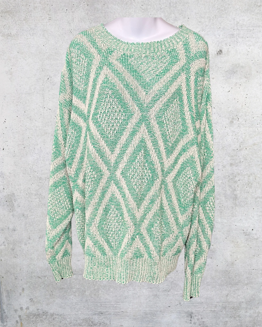 HONORS Seafoam Diamond Knit Sweater - Large