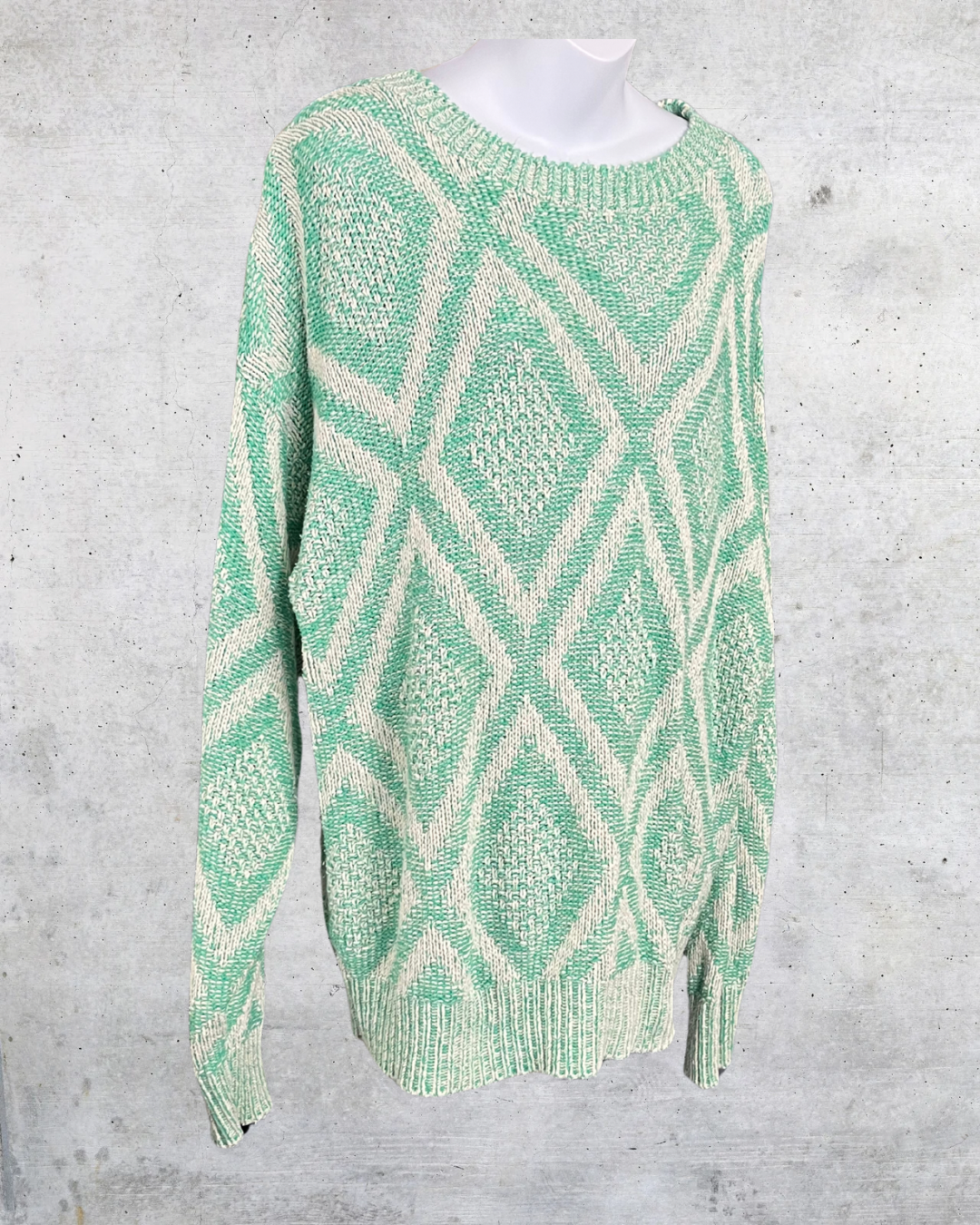 HONORS Seafoam Diamond Knit Sweater - Large