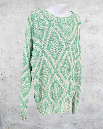 HONORS Seafoam Diamond Knit Sweater - Large