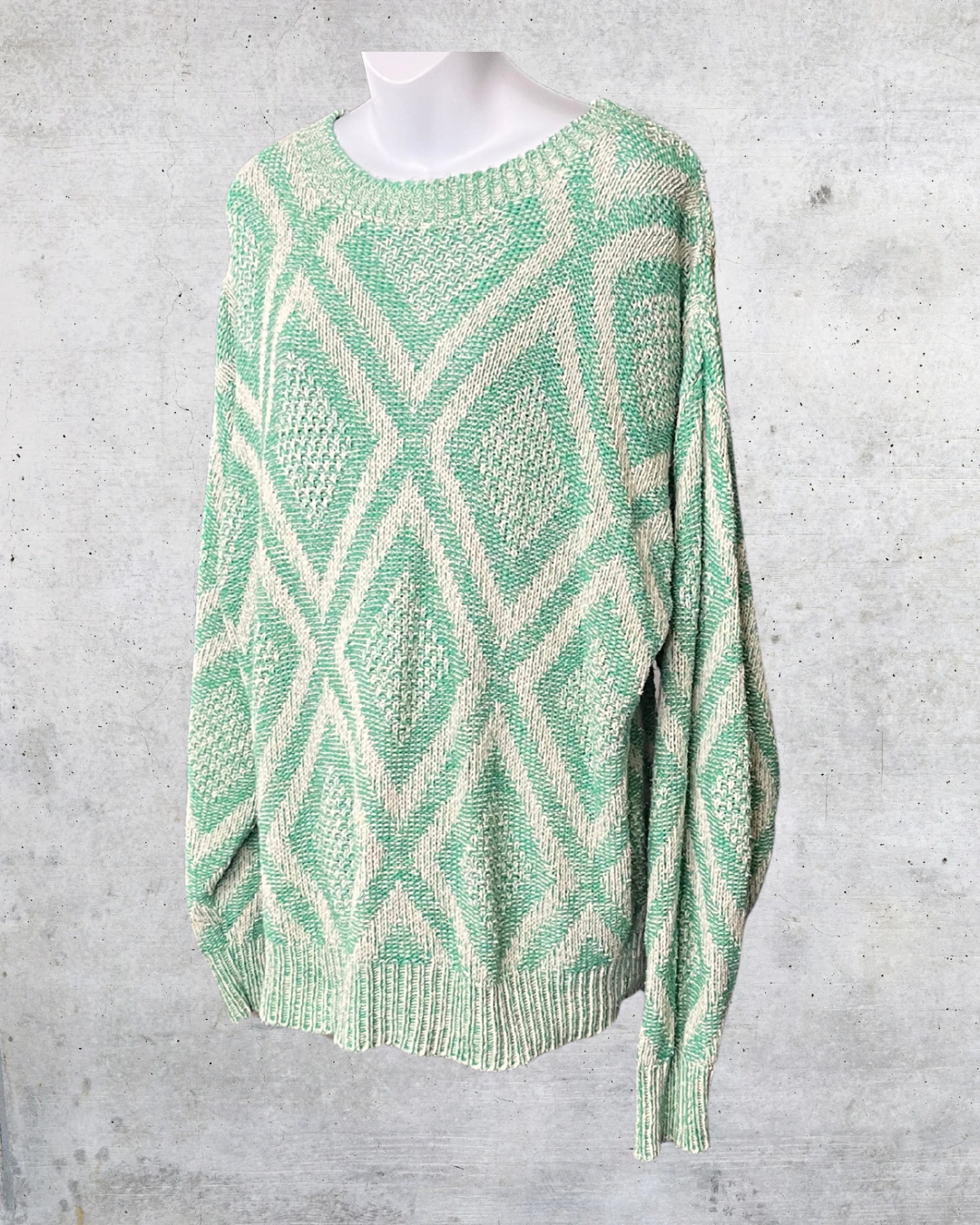 HONORS Seafoam Diamond Knit Sweater - Large