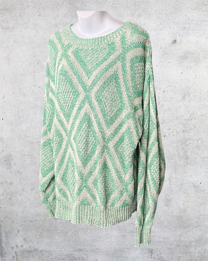 HONORS Seafoam Diamond Knit Sweater - Large