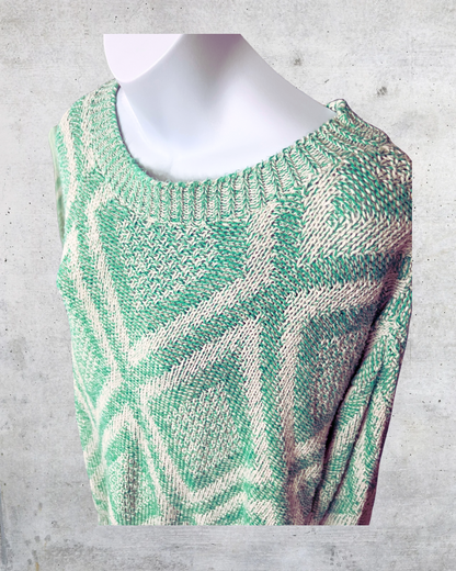 HONORS Seafoam Diamond Knit Sweater - Large