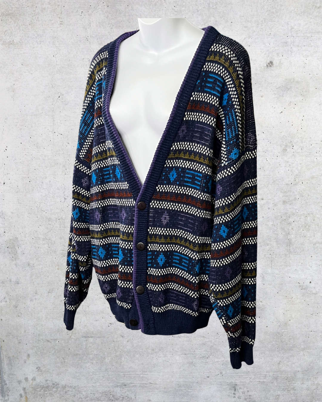 Vintage McGregor Geometric Button-Up Cardigan - XL