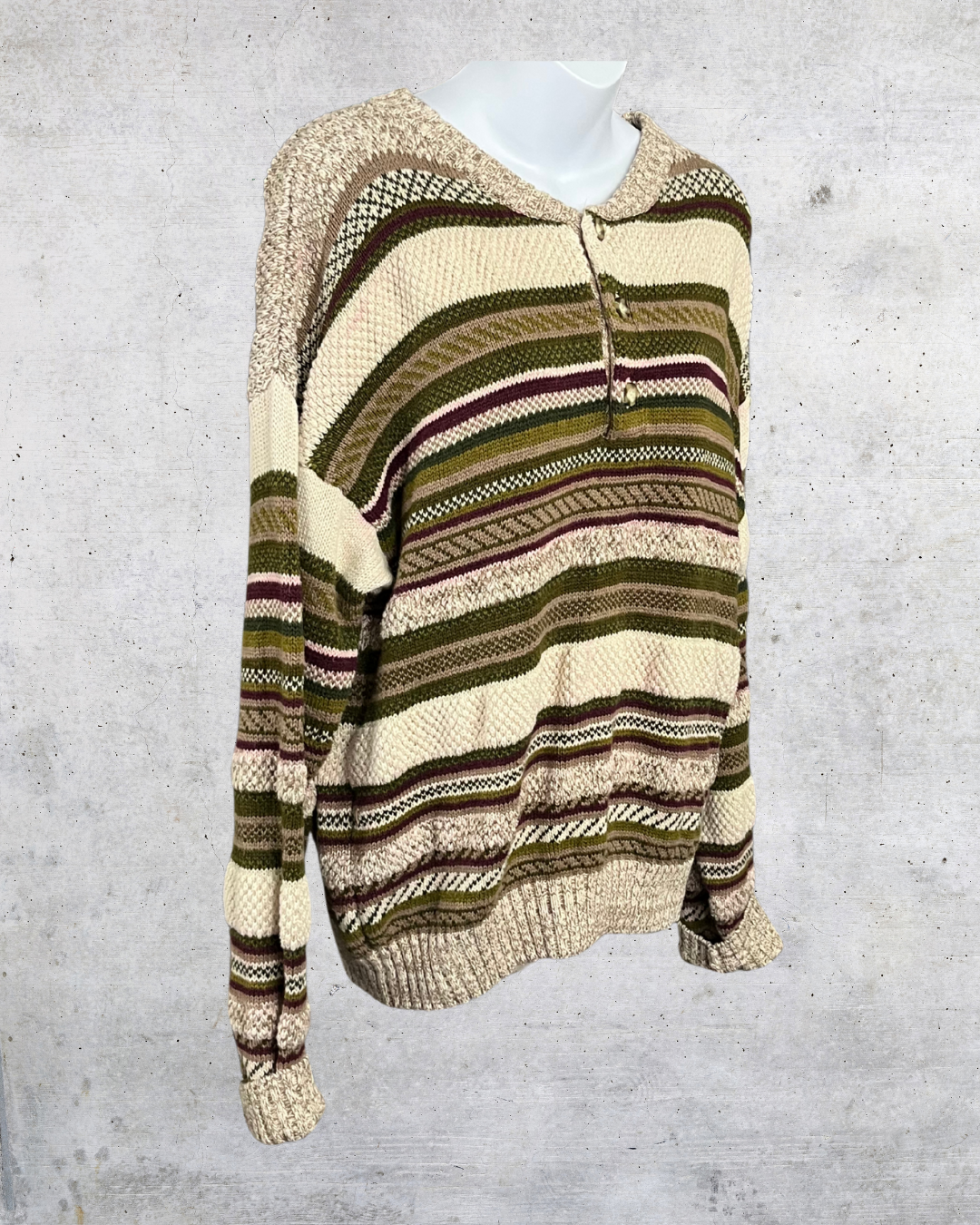 Northwest Territory Striped Henley Knit Sweater - Large