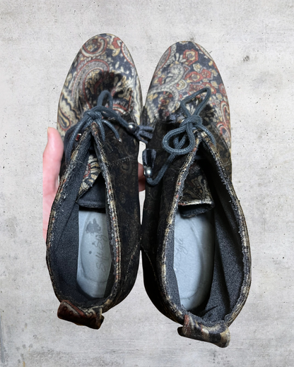 Vintage 90s Soft Style Paisley Tapestry Boots — Size 9