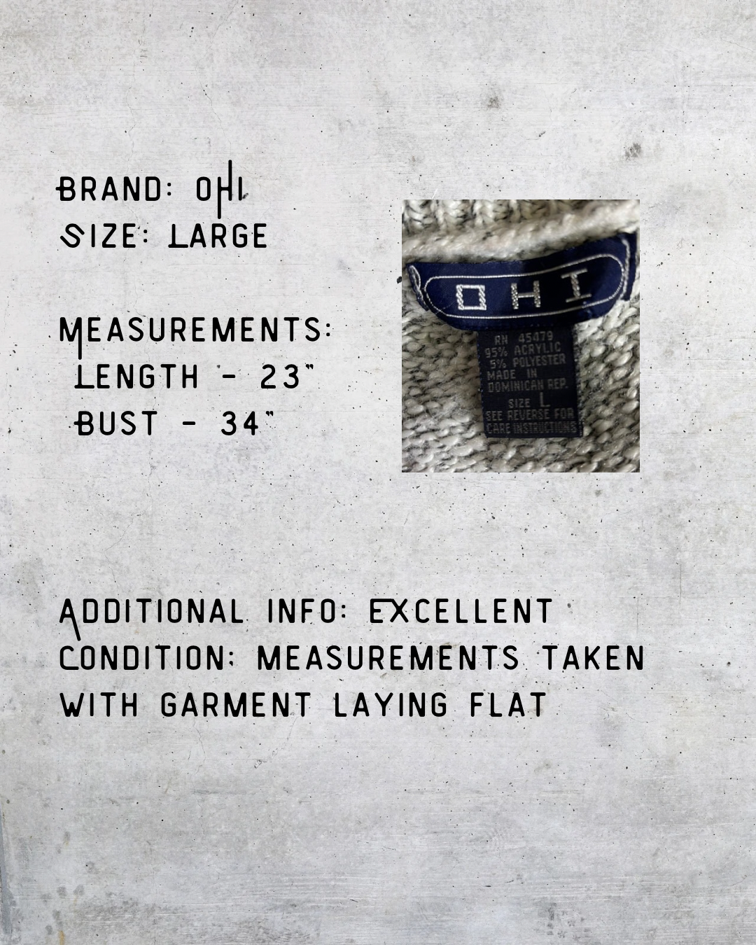 OHI Chunky Knit Sweater Vest – Large