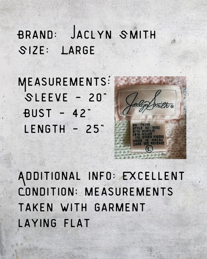 Vintage Jaclyn Smith Pastel Patchwork Beaded Sweater – Large