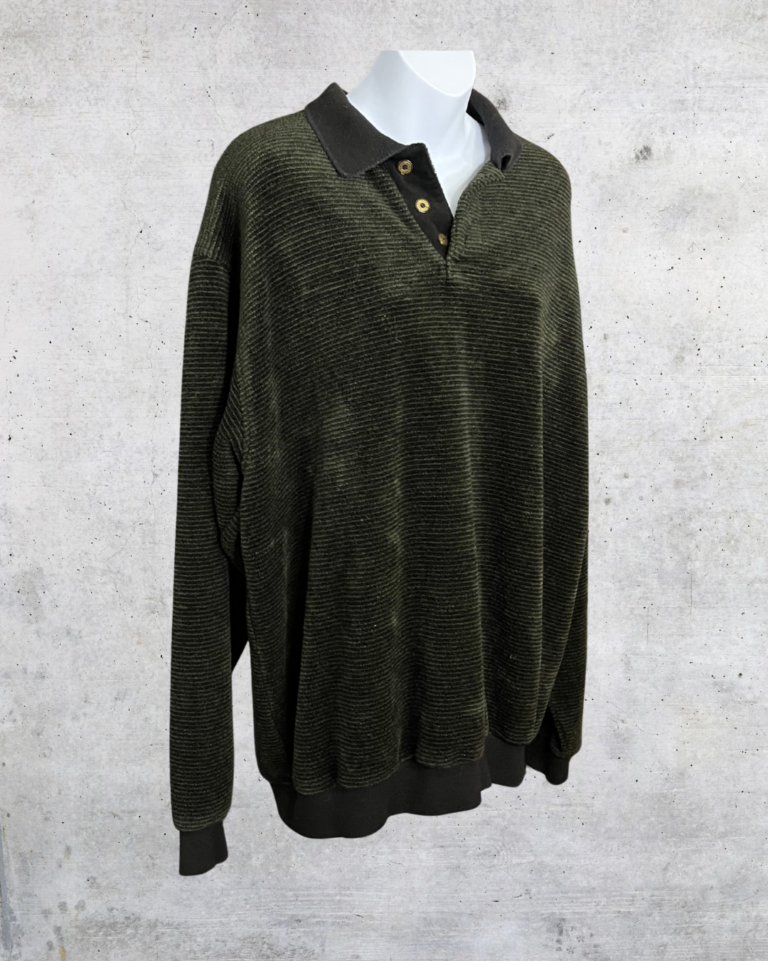 Vintage Straight Down USA Olive Textured Polo Fleece - XL