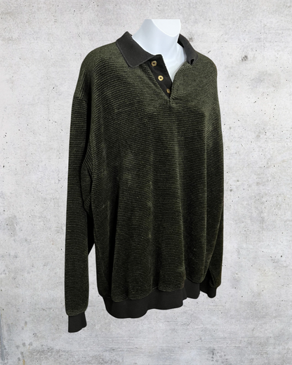 Vintage Straight Down USA Olive Textured Polo Fleece - XL