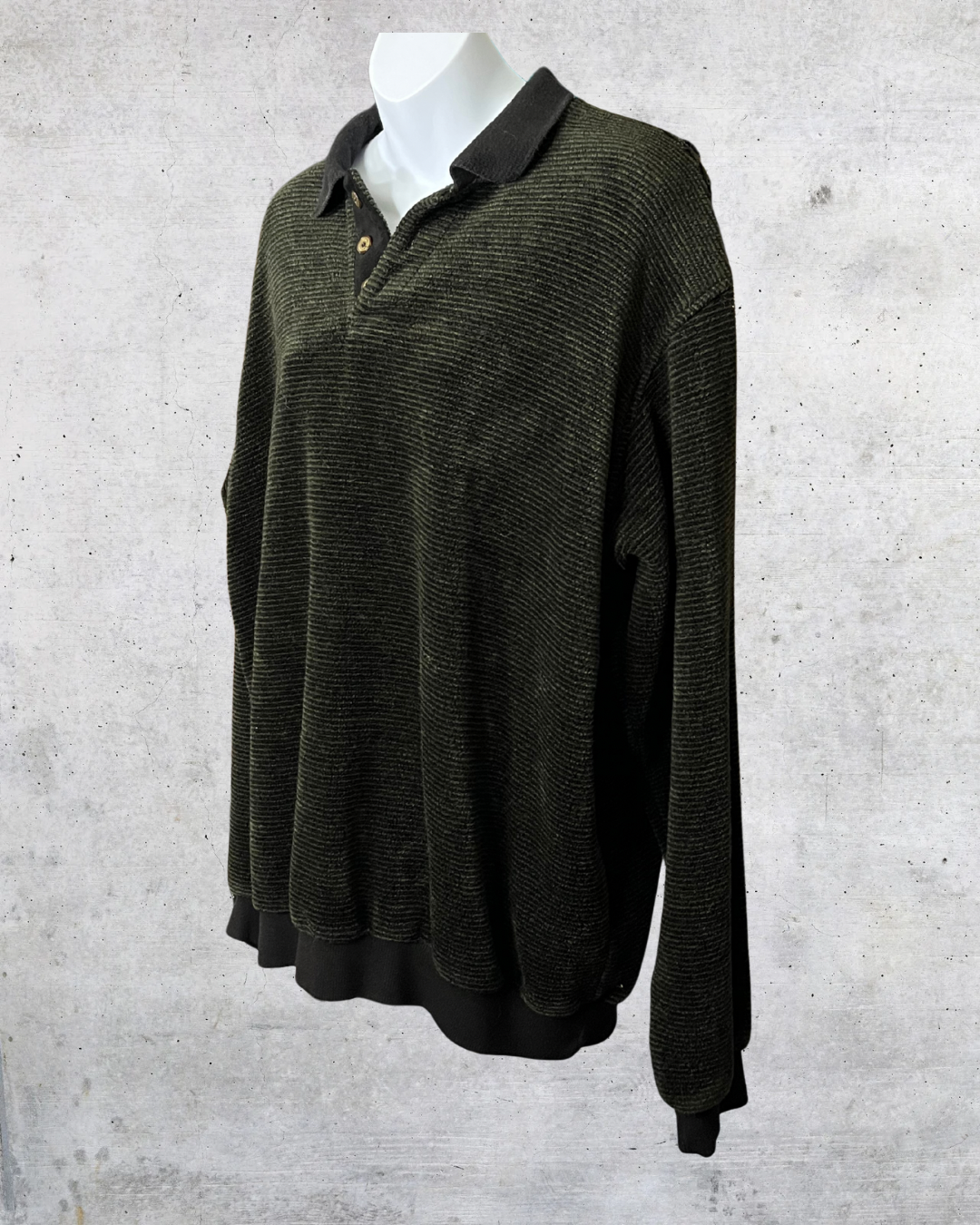 Vintage Straight Down USA Olive Textured Polo Fleece - XL