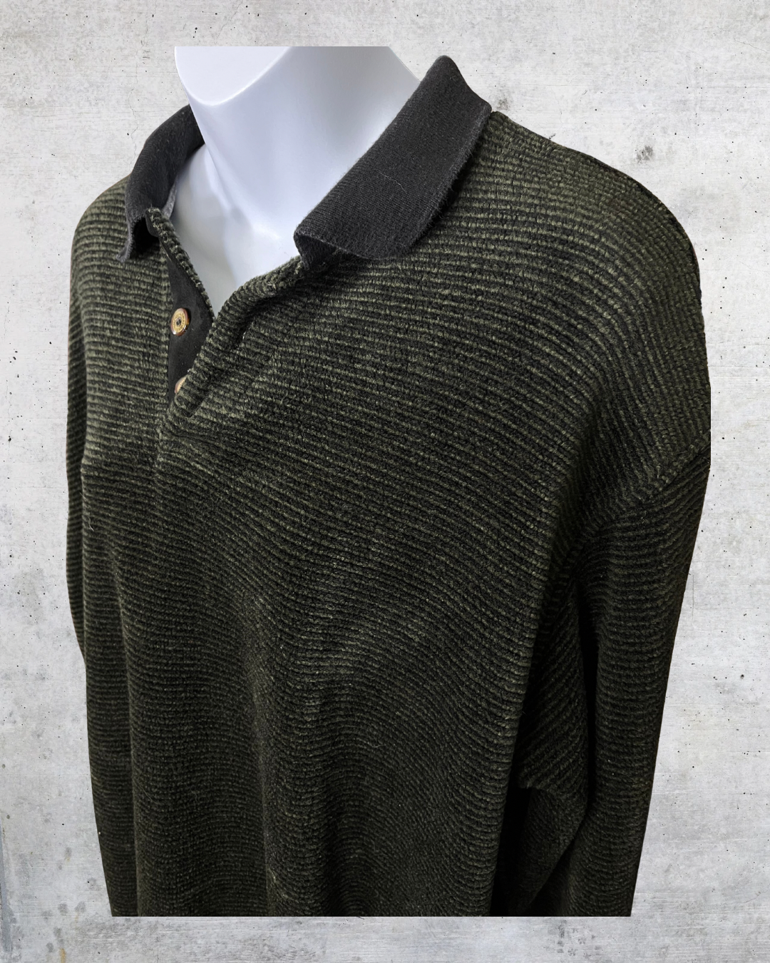 Vintage Straight Down USA Olive Textured Polo Fleece - XL