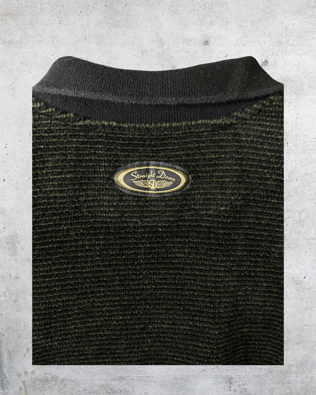 Vintage Straight Down USA Olive Textured Polo Fleece - XL