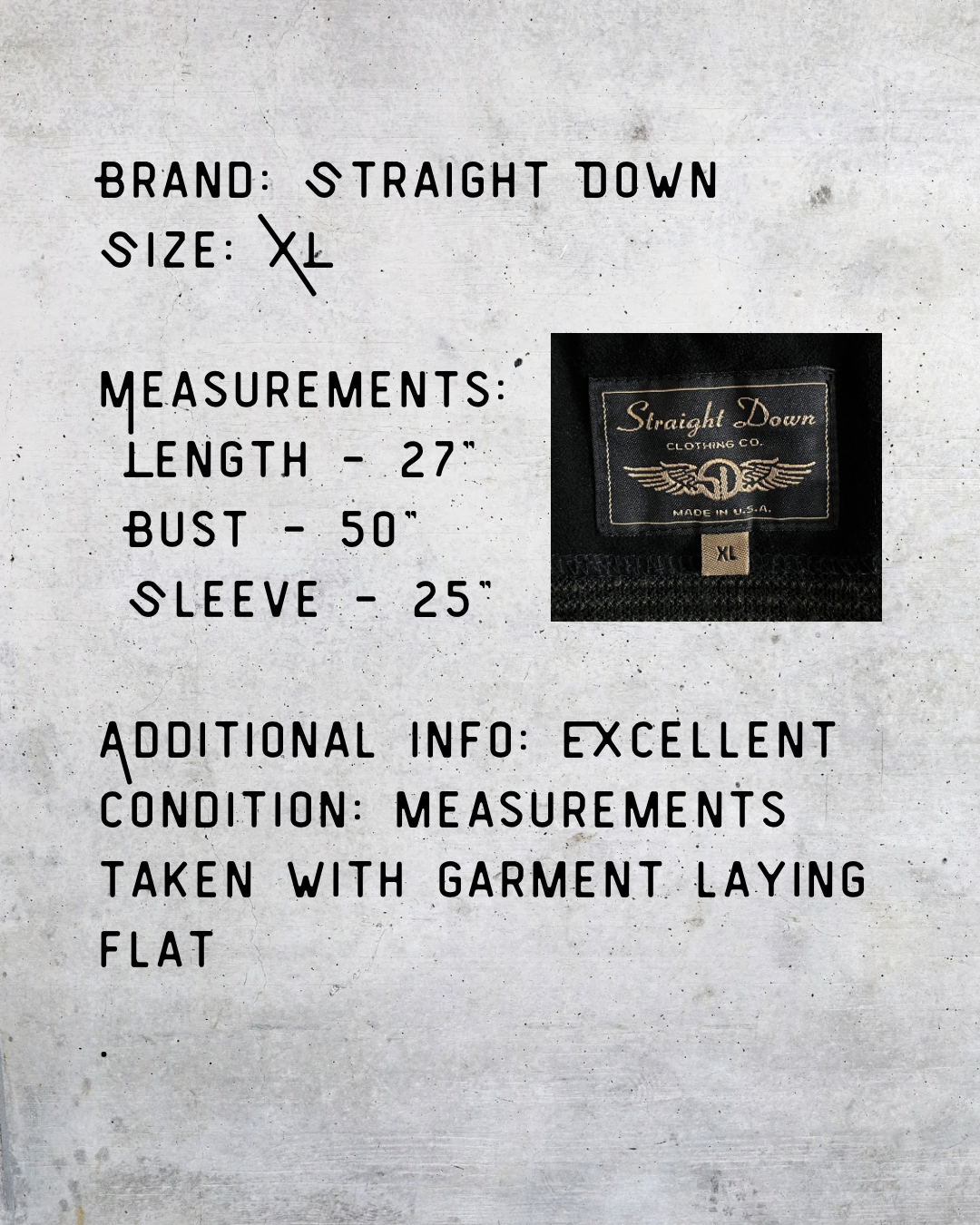 Vintage Straight Down USA Olive Textured Polo Fleece - XL