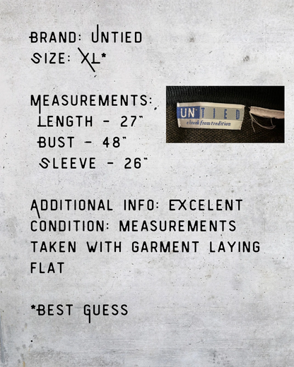 Vintage Untied Textured Knit Pullover with Collar - XL