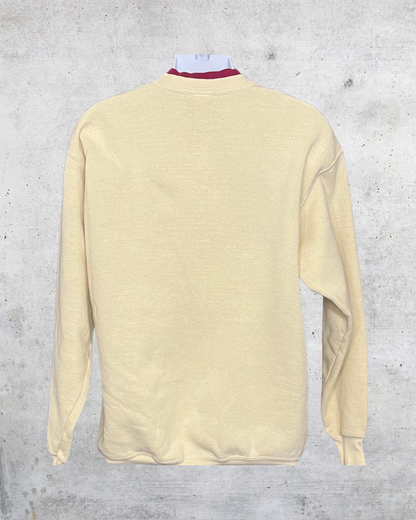 Vintage Lee Floral Embroidered Cream Crewneck Sweatshirt - Large