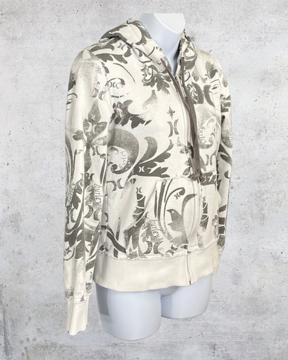 Hurley Zip Hoodie with Scroll Print- Small
