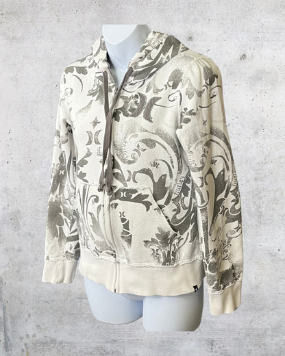 Hurley Zip Hoodie with Scroll Print- Small