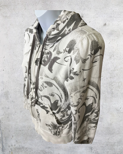 Hurley Zip Hoodie with Scroll Print- Small