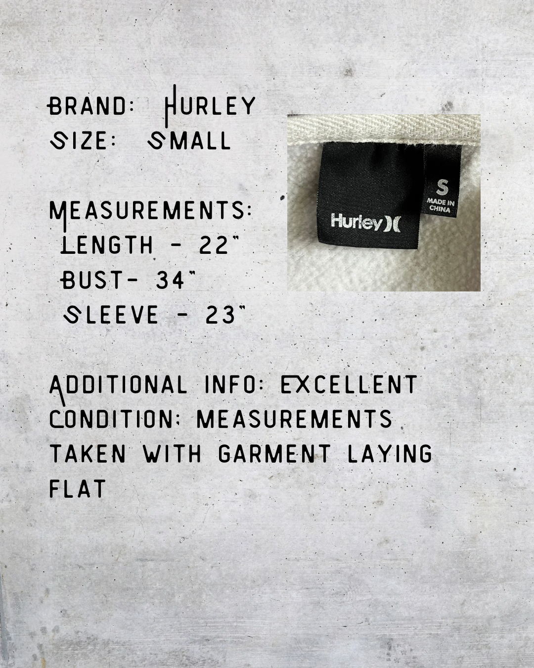 Hurley Zip Hoodie with Scroll Print- Small