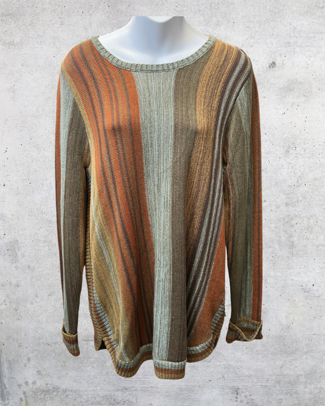 Coldwater Creek Earth Tone Stripe Knit Sweater - Large