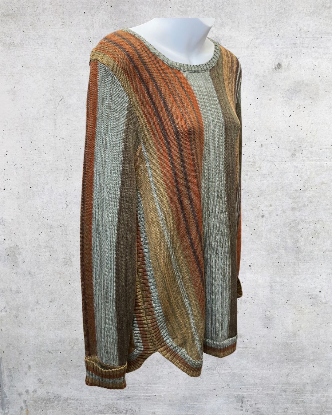 Coldwater Creek Earth Tone Stripe Knit Sweater - Large