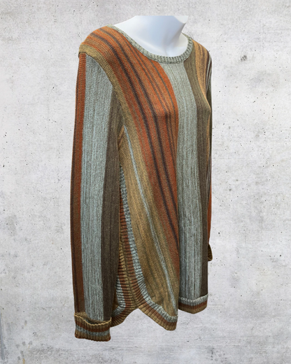Coldwater Creek Earth Tone Stripe Knit Sweater - Large