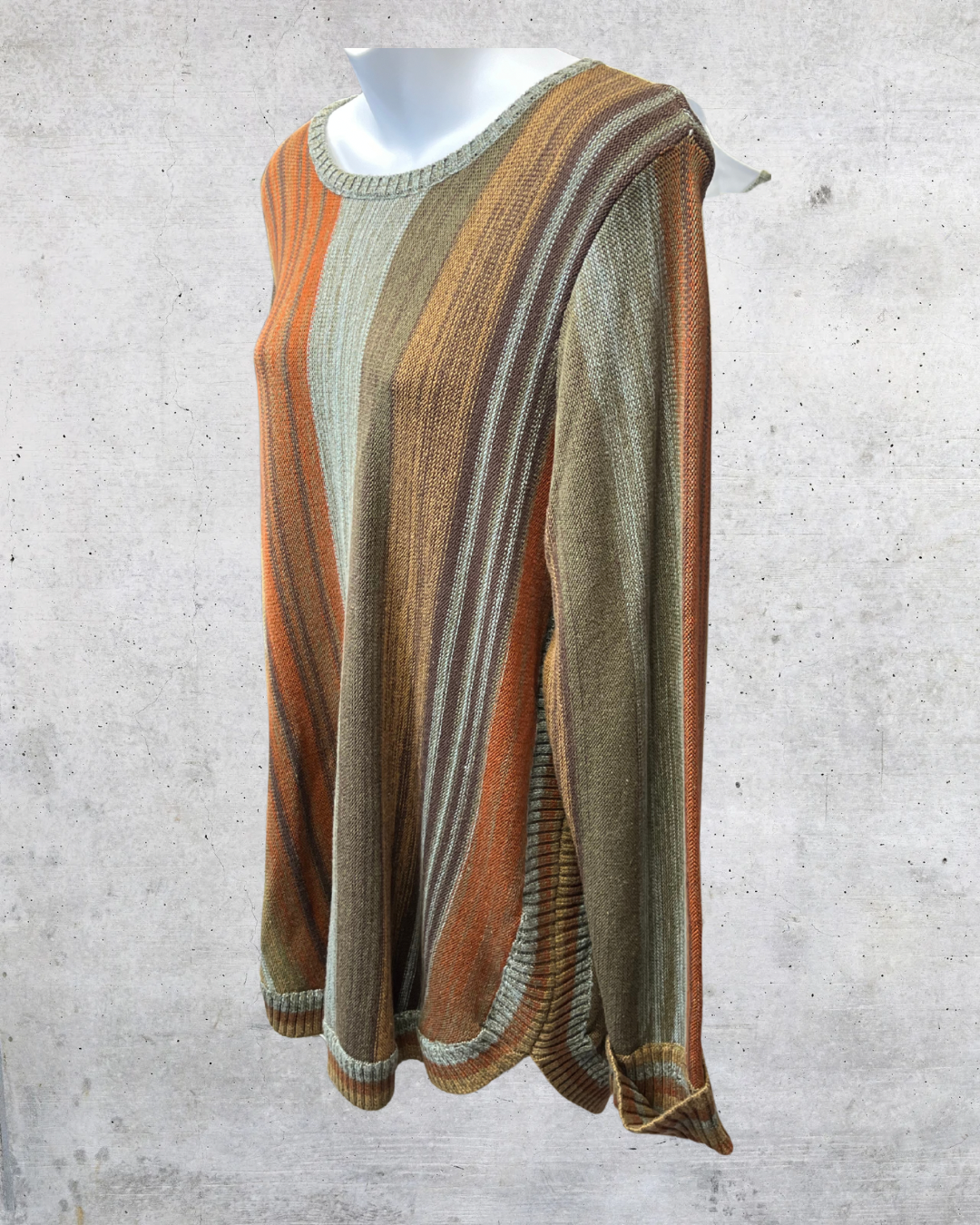 Coldwater Creek Earth Tone Stripe Knit Sweater - Large
