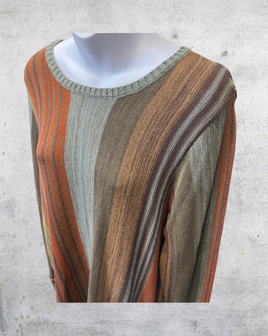Coldwater Creek Earth Tone Stripe Knit Sweater - Large