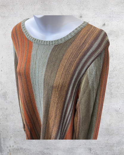 Coldwater Creek Earth Tone Stripe Knit Sweater - Large