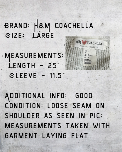 H&M Coachella Cream Fringe Open Cardigan - Large