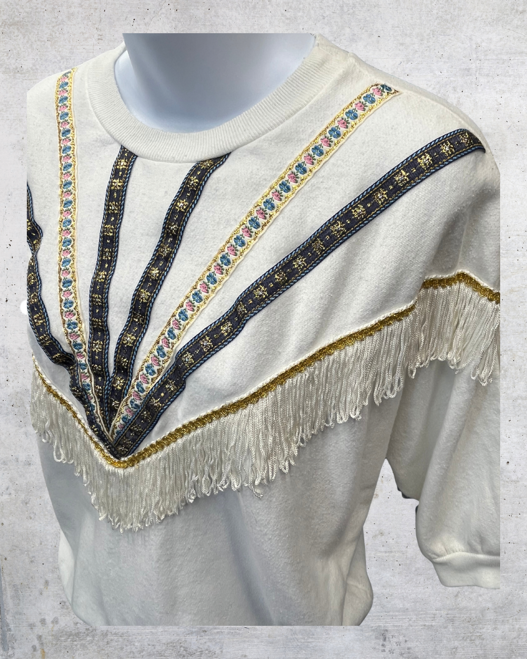 Vintage Stepping-Up Fringe Sweatshirt - Small