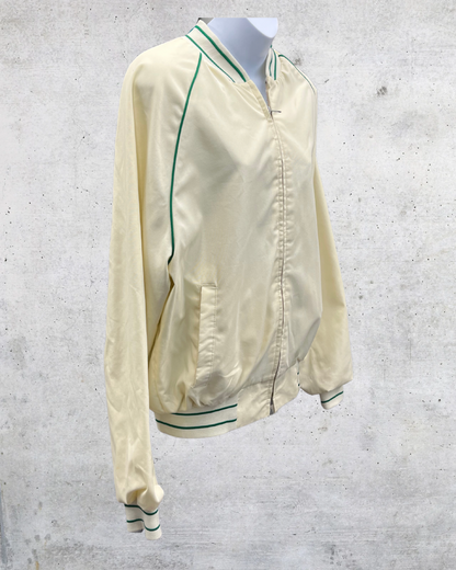 Vintage King Louie Cream Athletic Bomber Jacket - Large