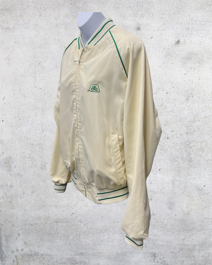 Vintage King Louie Cream Athletic Bomber Jacket - Large
