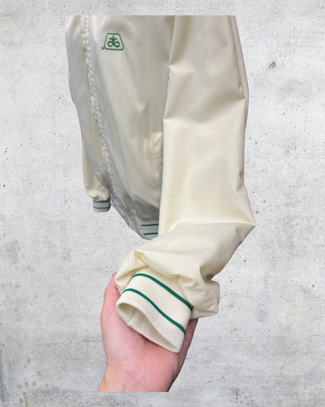 Vintage King Louie Cream Athletic Bomber Jacket - Large