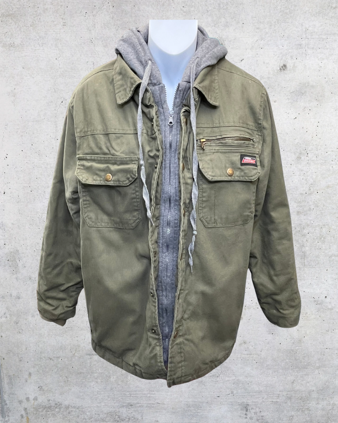 Dickies Olive Green Hooded Work Jacket - Small