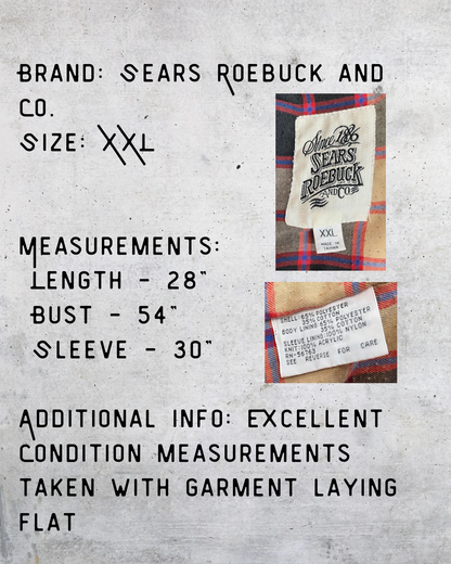 Vintage Sears Roebuck & Co. Plaid-Lined Workwear Jacket - XXL