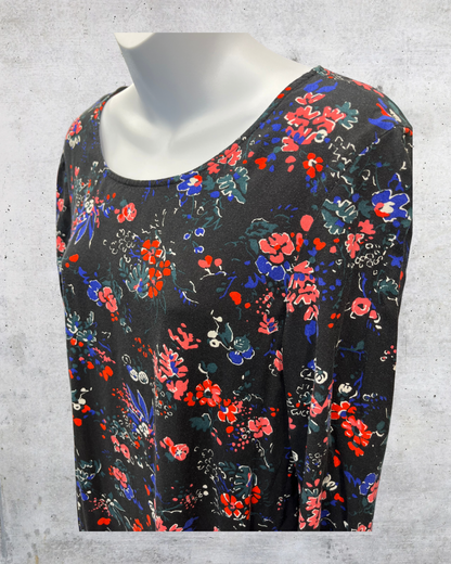 Old Navy Black Floral Long Sleeve Swing Dress - XXL
