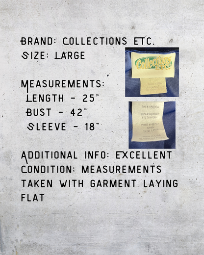 Navy Velvet V-Neck Blouse – Large