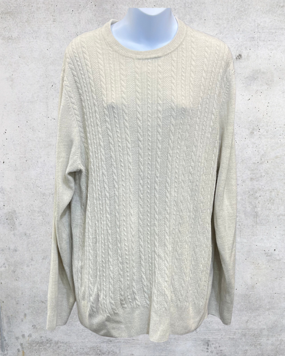 Dockers Cream Cable Knit Sweater Classic Preppy Knit - Large