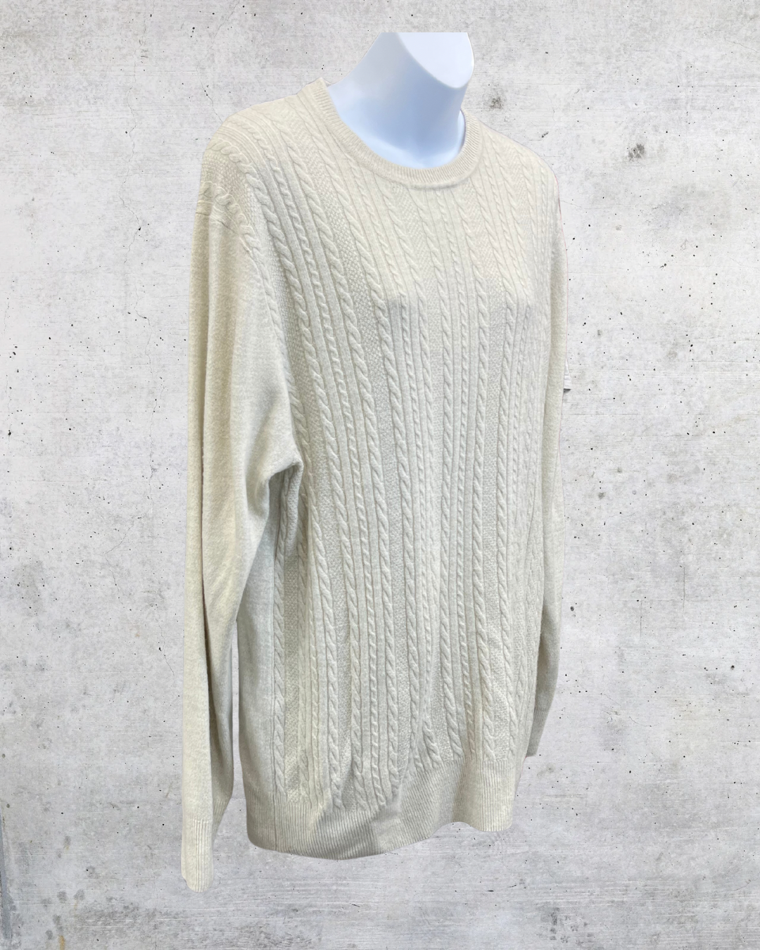 Dockers Cream Cable Knit Sweater Classic Preppy Knit - Large