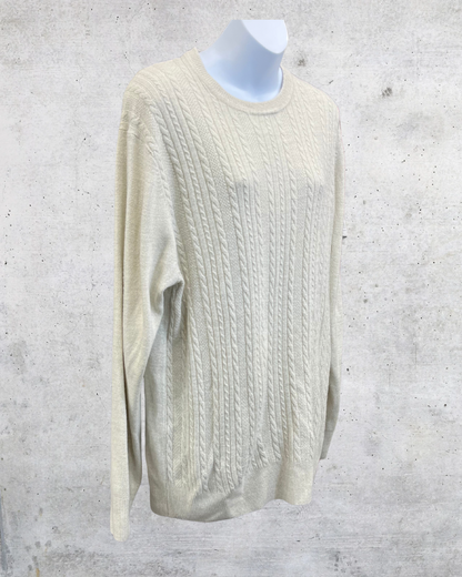 Dockers Cream Cable Knit Sweater Classic Preppy Knit - Large