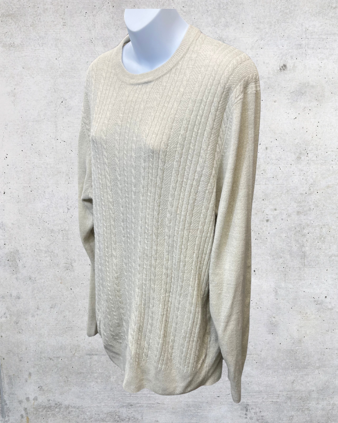 Dockers Cream Cable Knit Sweater Classic Preppy Knit - Large