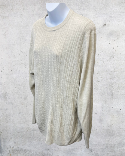 Dockers Cream Cable Knit Sweater Classic Preppy Knit - Large