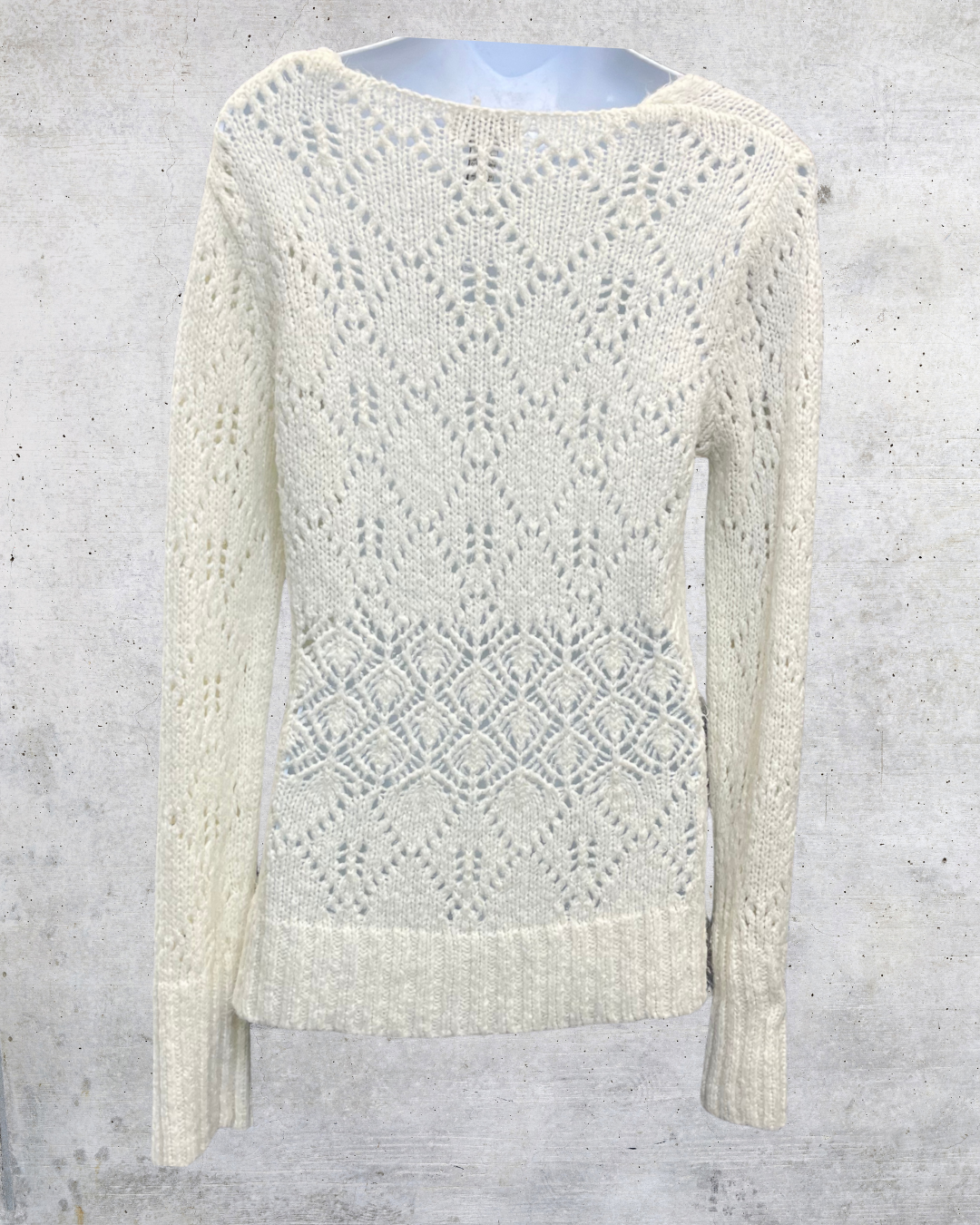 Duck Head Cream Open Knit V-Neck Sweater -Large