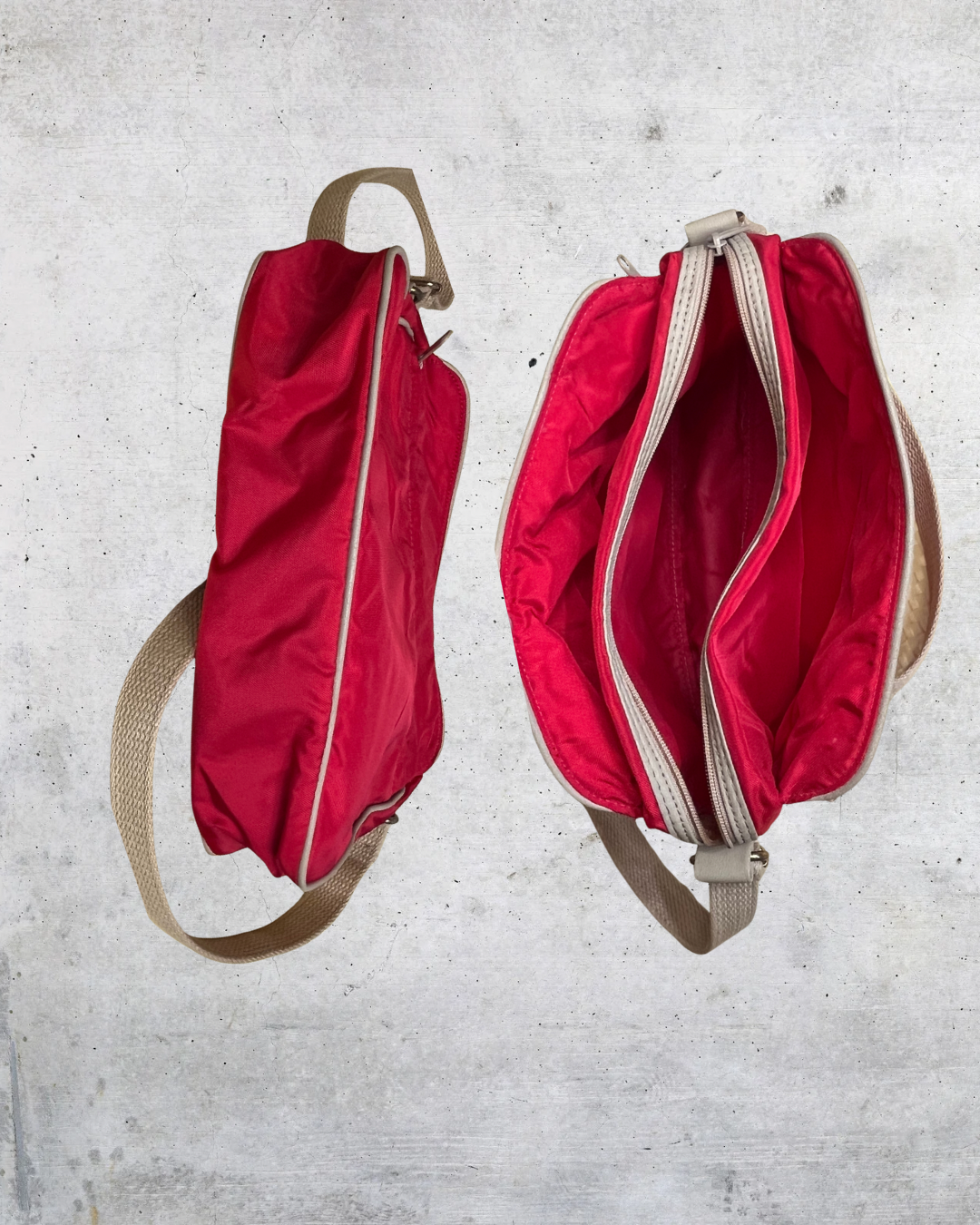 Red Nylon Y2K Crossbody Bag