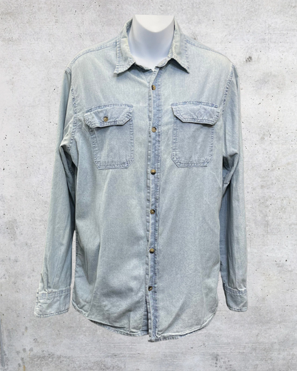 Wrangler Light Wash Denim Button-Up Shirt - Small