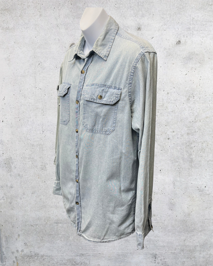 Wrangler Light Wash Denim Button-Up Shirt - Small