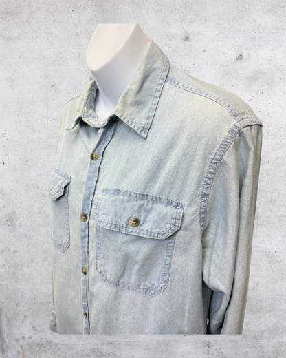 Wrangler Light Wash Denim Button-Up Shirt - Small
