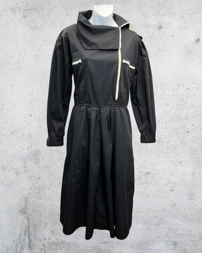 Vintage 1980s Sunshine Alley Black Utility Zip Dress - Medium